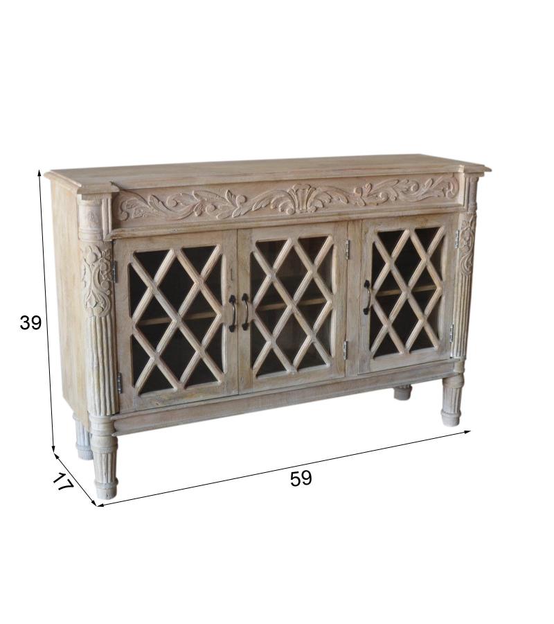 HAND CARVED SOLID WOOD SIDEBOARD
