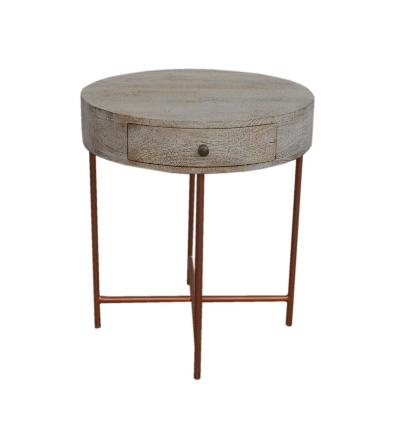 SOLID WOOD & IRON SIDE TABLE 