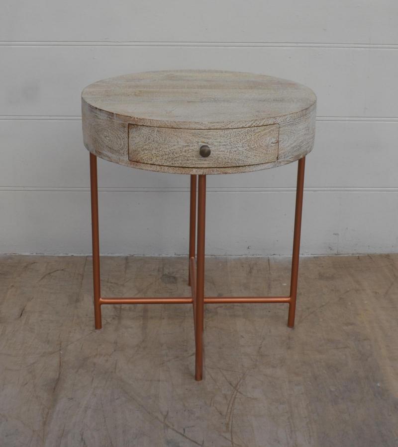 SOLID WOOD & IRON SIDE TABLE 