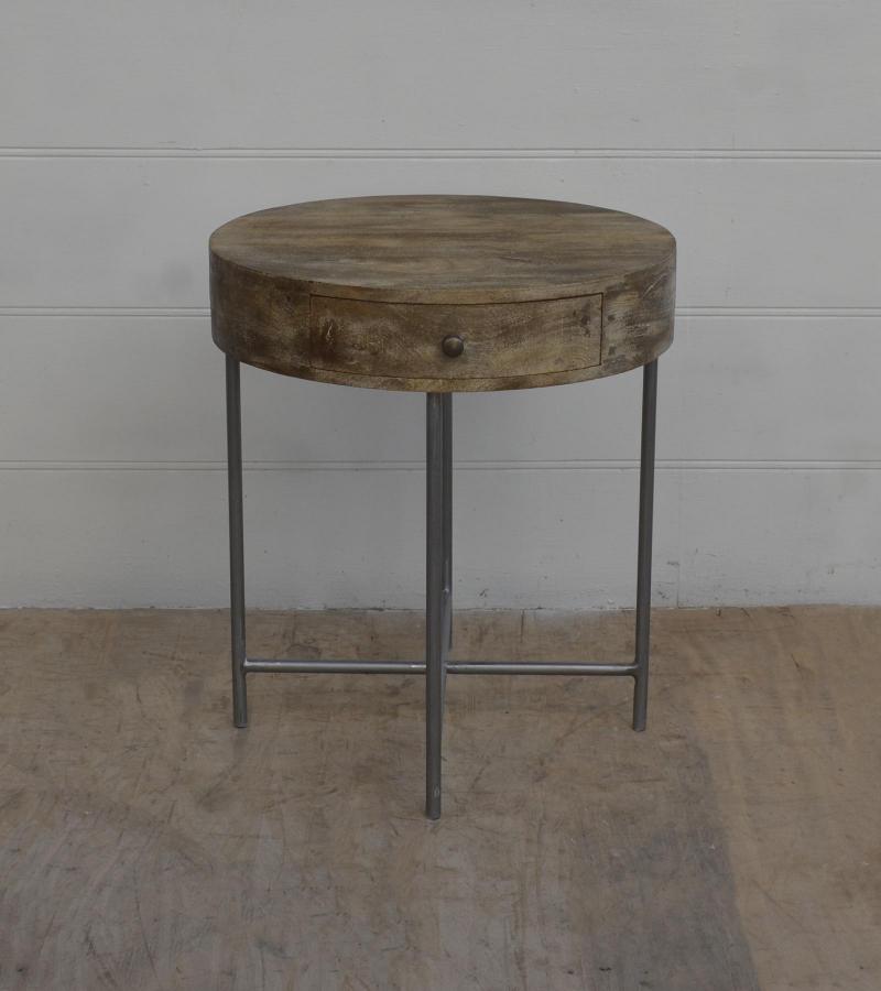 SOLID WOOD & IRON SIDE TABLE 