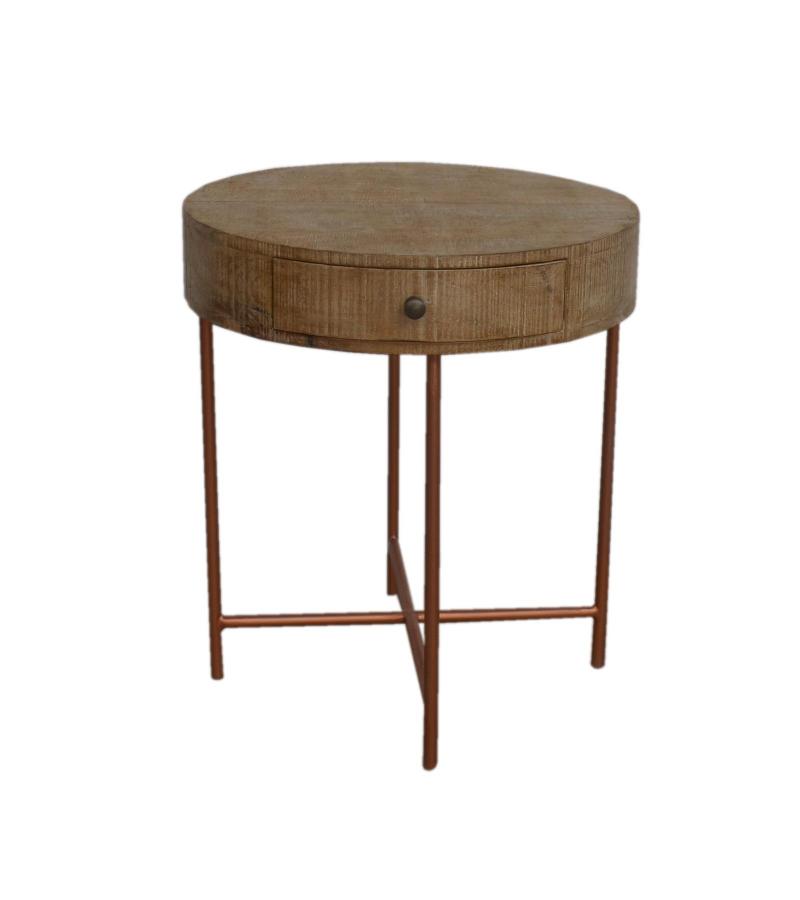 SOLID WOOD & IRON SIDE TABLE 
