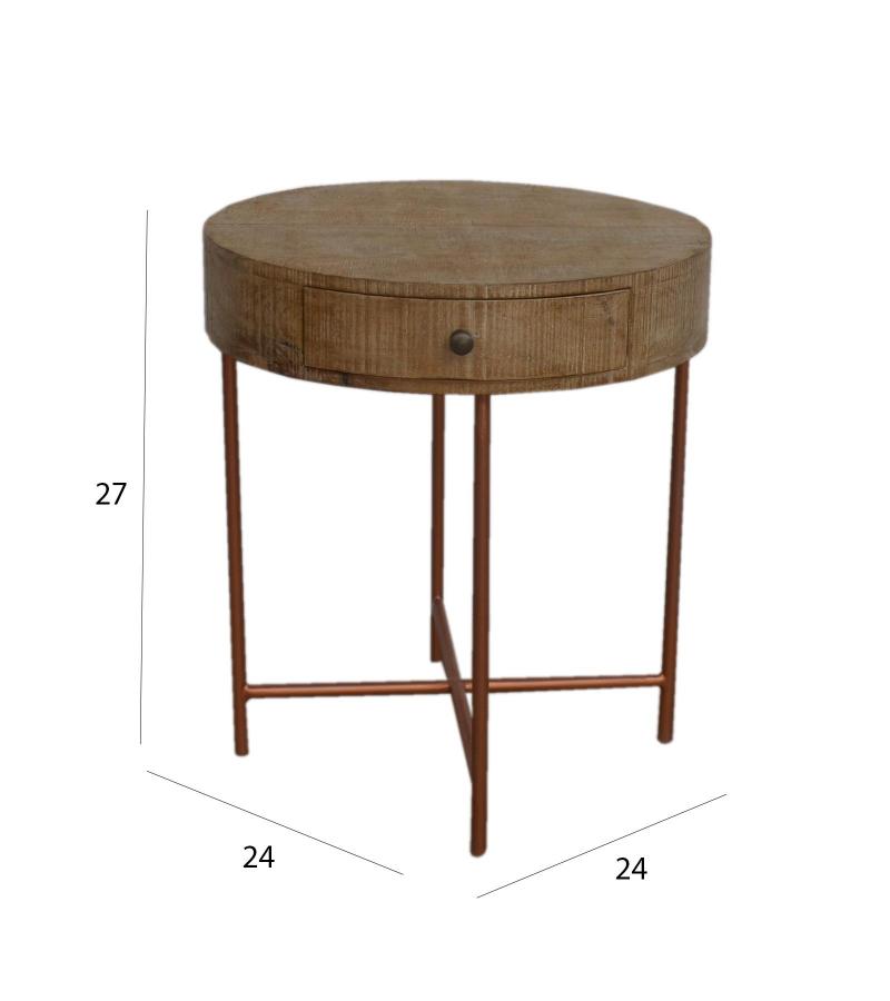 SOLID WOOD & IRON SIDE TABLE 