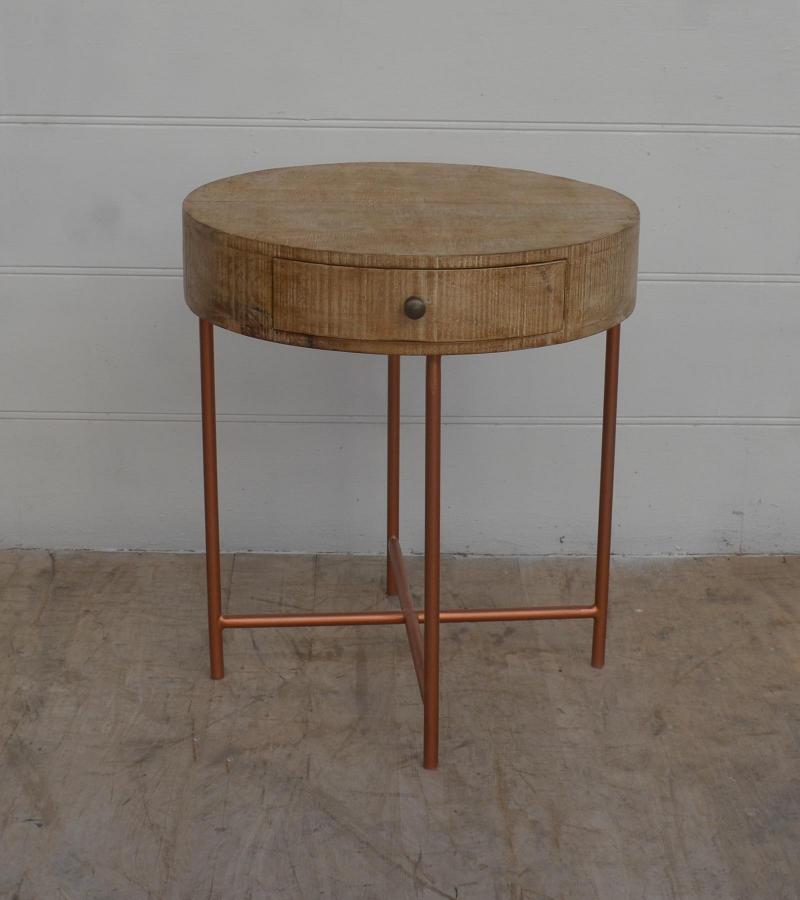 SOLID WOOD & IRON SIDE TABLE 