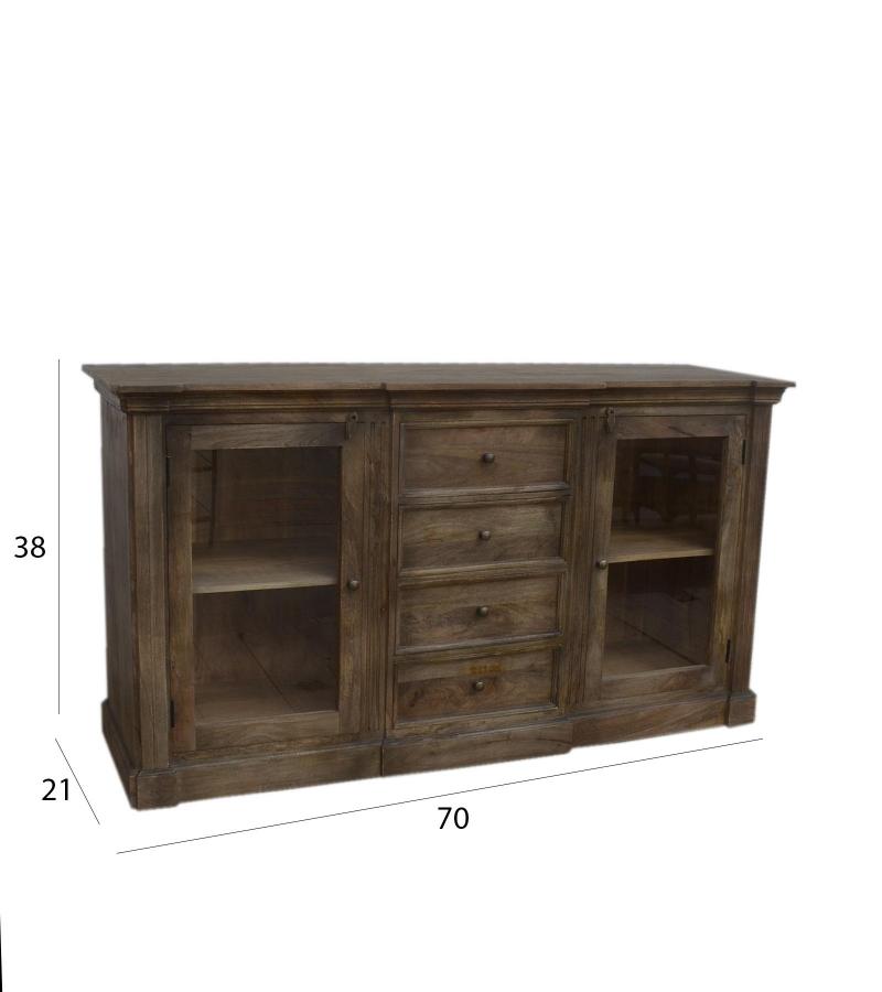 TRADITIONAL SOLID WOOD 4 DRAWER & 2 DOOR SIDEBOARD