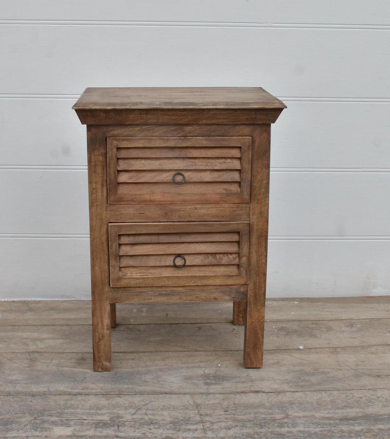 SOLID WOOD 2 DRAWER END TABLE / NIGHTSTAND