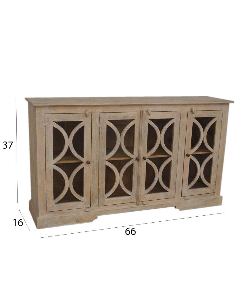 SOLID WOOD & GLASS MODERN SIDEBOARD