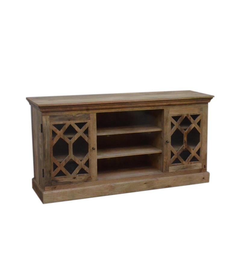 SOLID WOOD & GLASS MEDIA CABINET SIDEBOARD