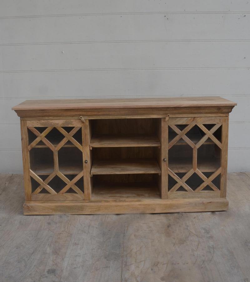 SOLID WOOD & GLASS MEDIA CABINET SIDEBOARD