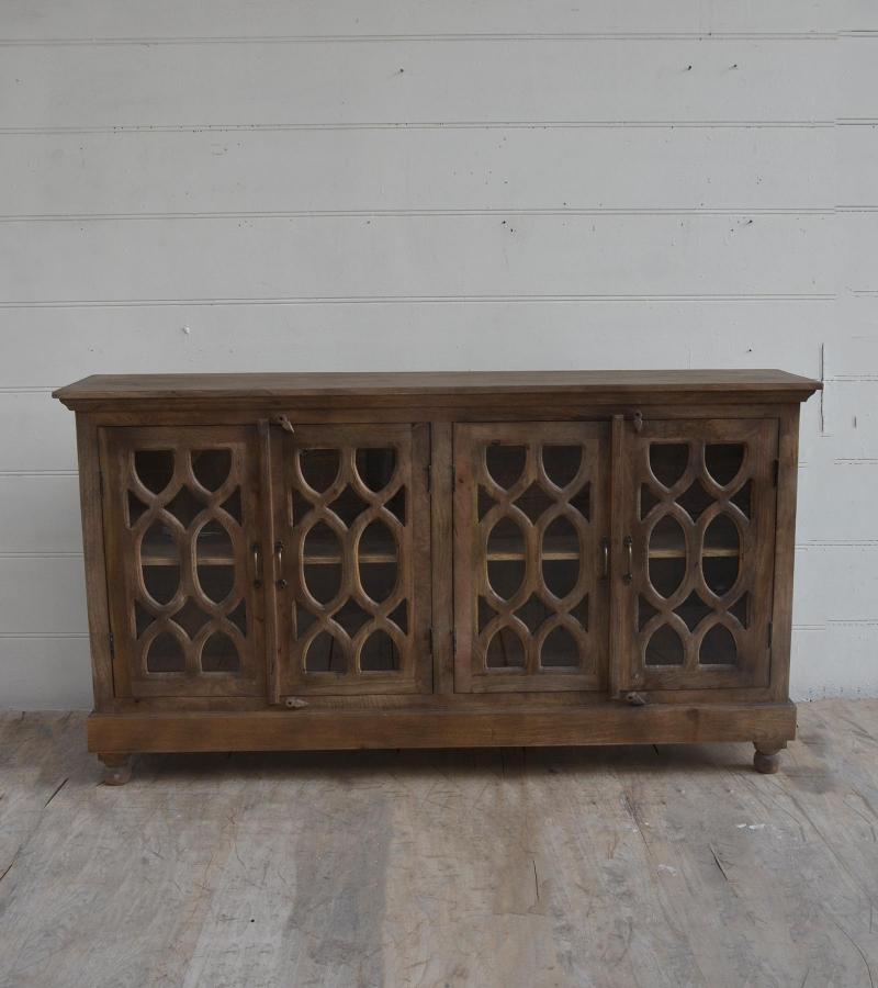 TRADITIONAL SOLID WOOD & GLASS SIDEBOARD