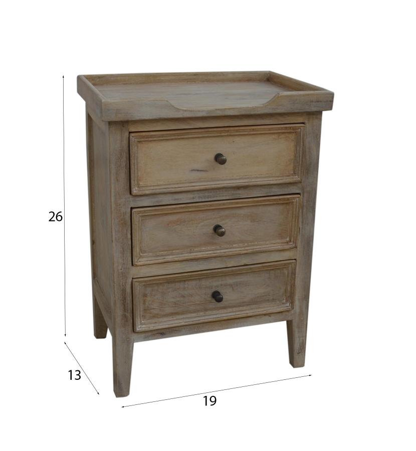 SOLID WOOD 3 DRAWER NIGHTSTAND END TABLE