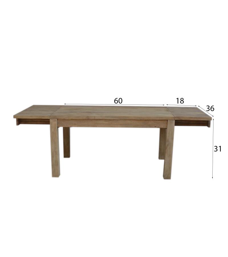EXTENDABLE SOLID WOOD DINING TABLE W/ SELF-STORING EXTENSIONS