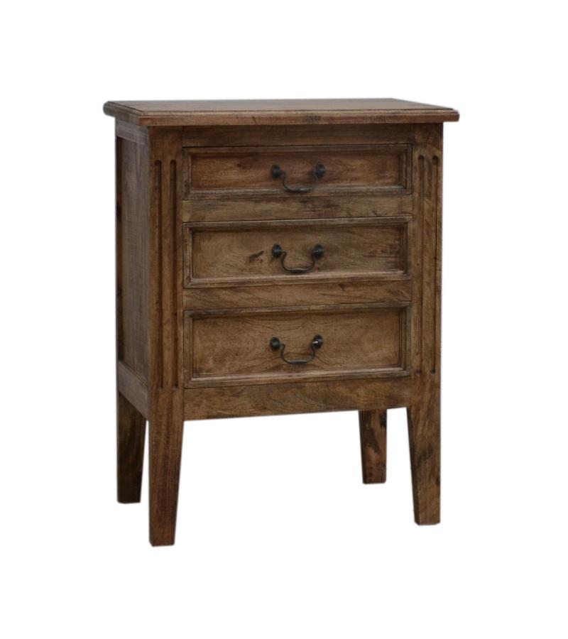 SOLID WOOD END TABLE / NIGHTSTAND 3 DRAWER