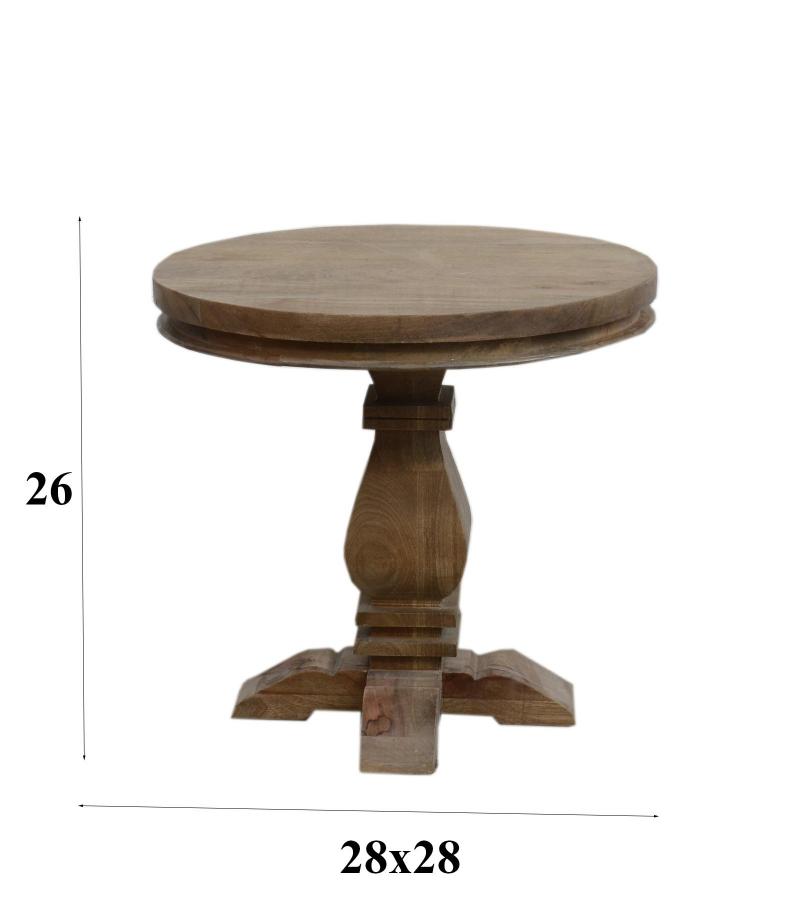 SOLID WOOD ROUND PEDESTAL SIDE TABLE END TABLE
