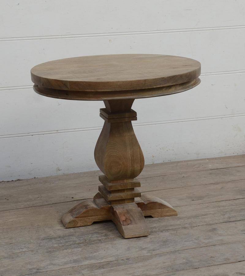 SOLID WOOD ROUND PEDESTAL SIDE TABLE END TABLE