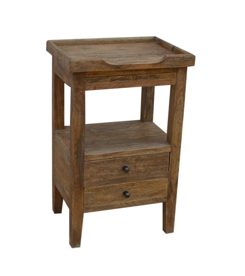 SOLID WOOD 2 DRAWER NIGHTSTAND END TABLE