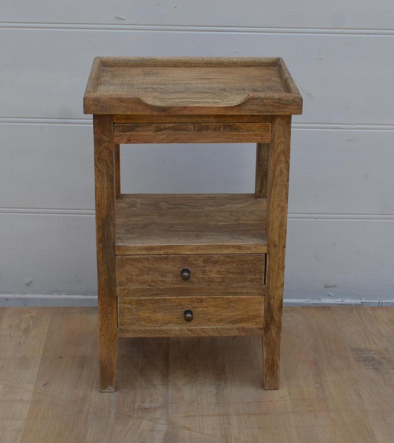 SOLID WOOD 2 DRAWER NIGHTSTAND END TABLE