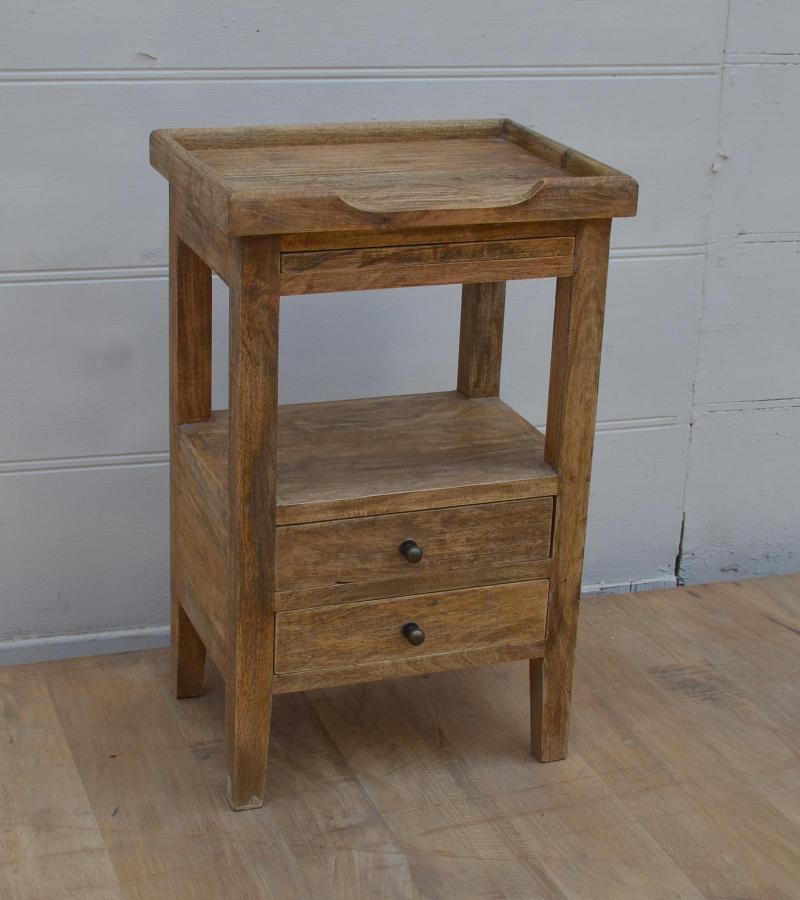 SOLID WOOD 2 DRAWER NIGHTSTAND END TABLE