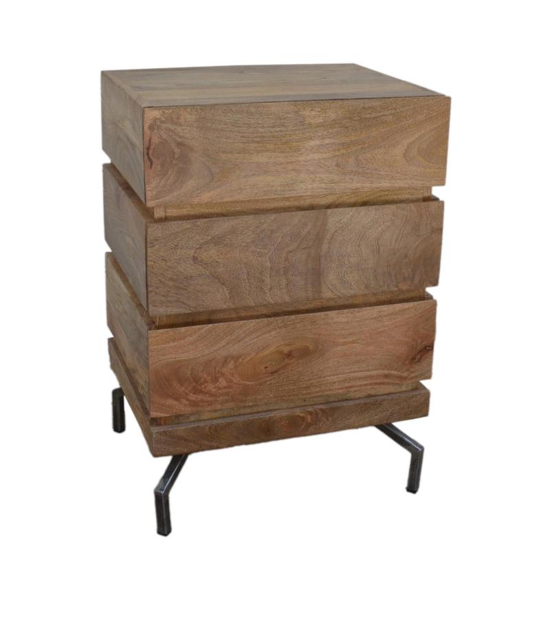 SOLID WOOD 3 DRAWER END TABLE / NIGHTSTAND