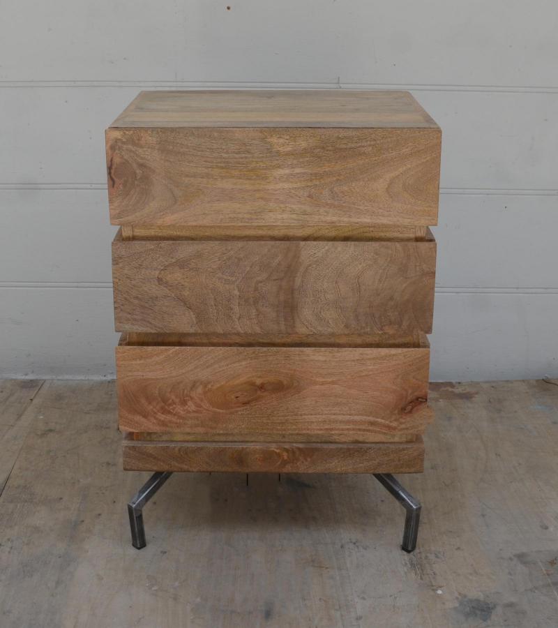 SOLID WOOD 3 DRAWER END TABLE / NIGHTSTAND