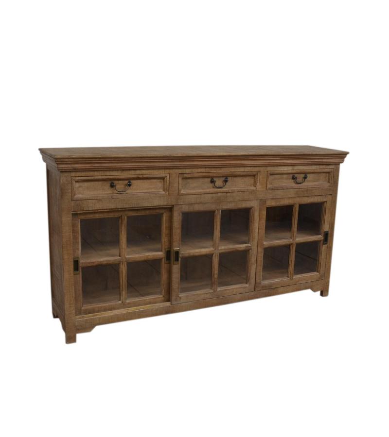 TRADITIONAL SOLID WOOD 3 DOOR SLIDERS WITH DRAWERS SIDEBOARD