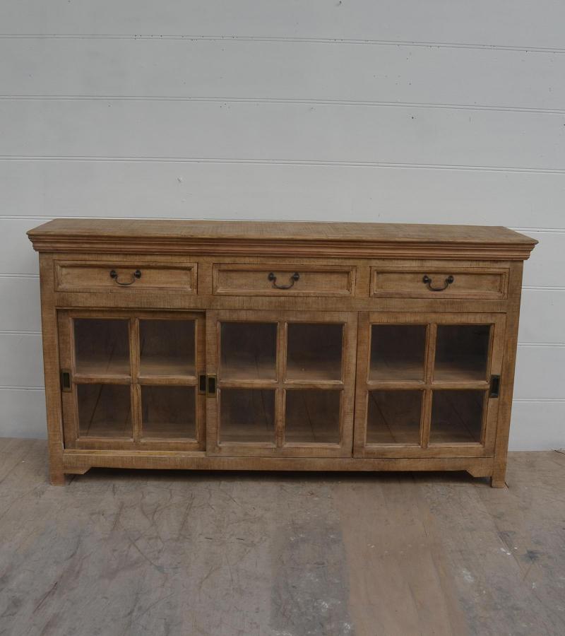TRADITIONAL SOLID WOOD 3 DOOR SLIDERS WITH DRAWERS SIDEBOARD