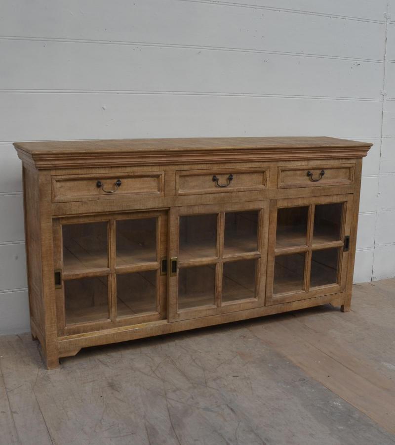 TRADITIONAL SOLID WOOD 3 DOOR SLIDERS WITH DRAWERS SIDEBOARD