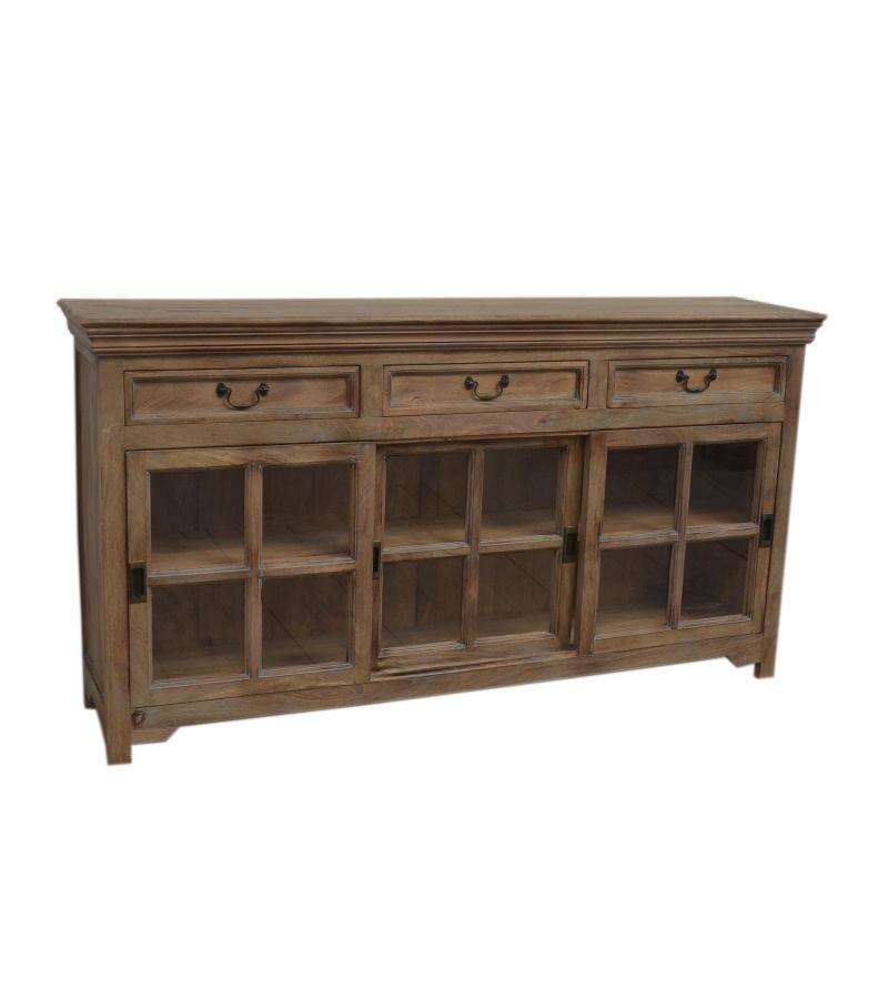 TRADITIONAL SOLID WOOD 3 DOOR SLIDERS WITH DRAWERS SIDEBOARD