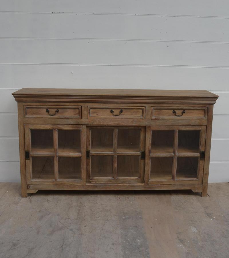 TRADITIONAL SOLID WOOD 3 DOOR SLIDERS WITH DRAWERS SIDEBOARD