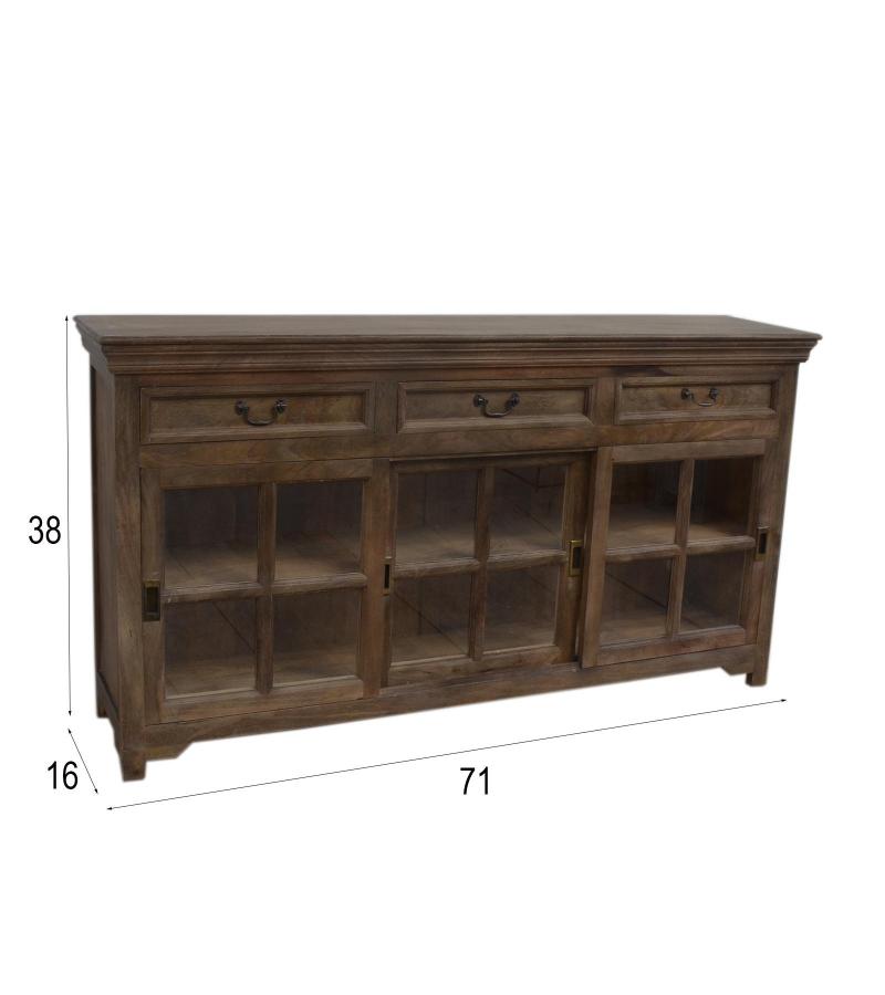 TRADITIONAL SOLID WOOD 3 DOOR SLIDERS WITH DRAWERS SIDEBOARD