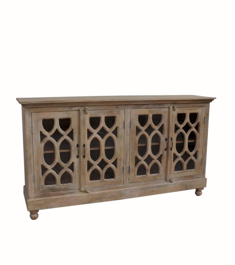 TRADITIONAL SOLID WOOD & GLASS SIDEBOARD