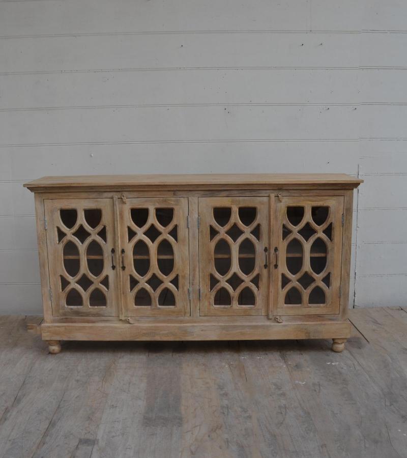 TRADITIONAL SOLID WOOD & GLASS SIDEBOARD