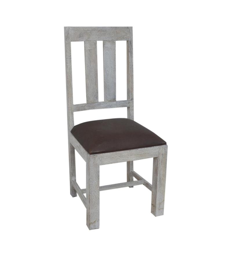 SOLID WOOD DINING CHAIR W/ GENUINE LEATHER UPHOLSTERED SEAT