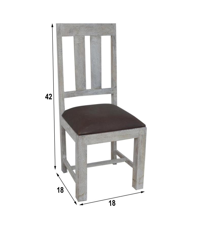 SOLID WOOD DINING CHAIR W/ GENUINE LEATHER UPHOLSTERED SEAT