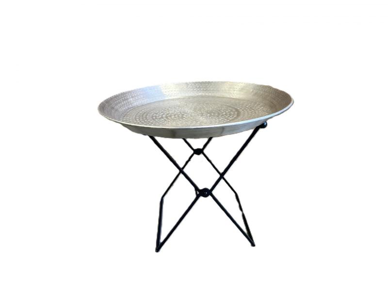 NICKEL TONE TRAY END TABLE