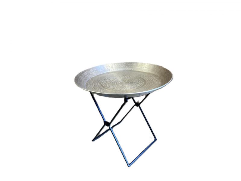 NICKEL TONE TRAY END TABLE