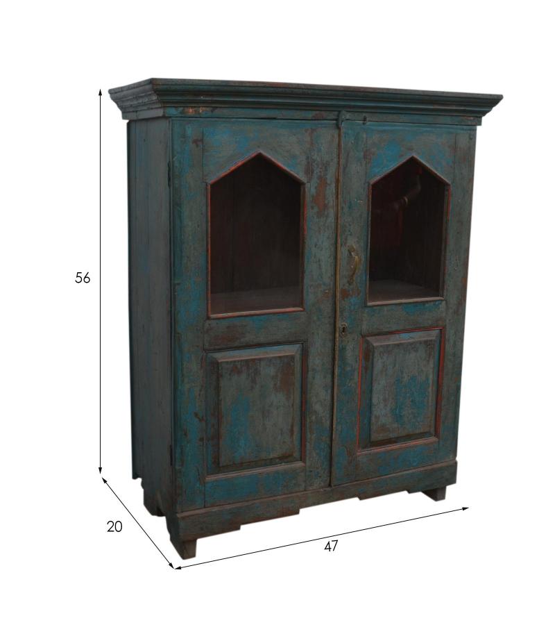 VINTAGE RECLAIMED TEAK & GLASS CABINET