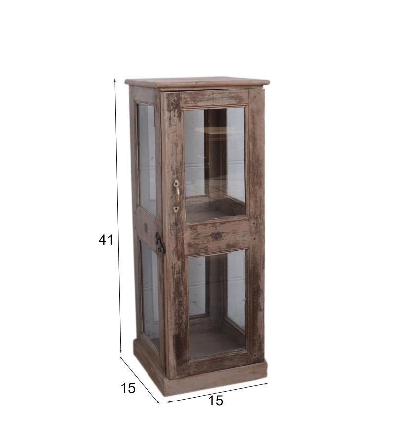 VINTAGE RECLAIMED TEAK & GLASS CABINET