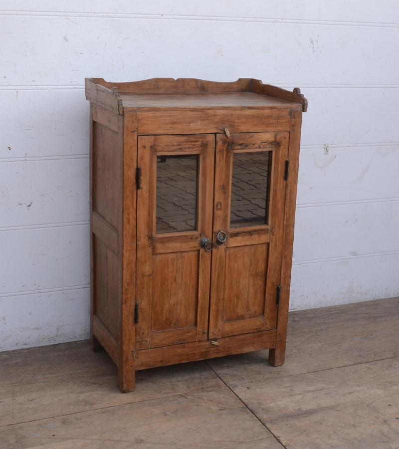 VINTAGE RECLAIMED TEAK & GLASS CABINET