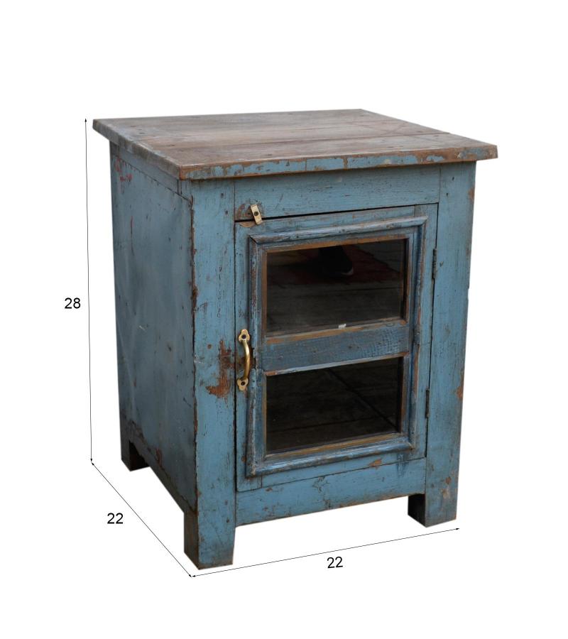 VINTAGE RECLAIMED TEAK & GLASS CABINET