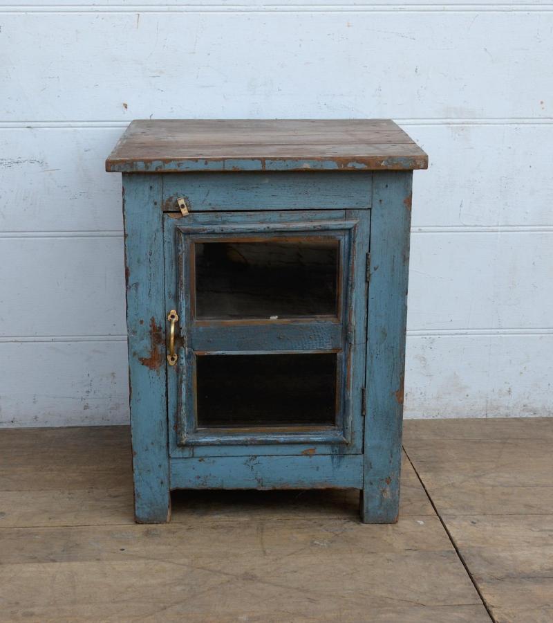 VINTAGE RECLAIMED TEAK & GLASS CABINET