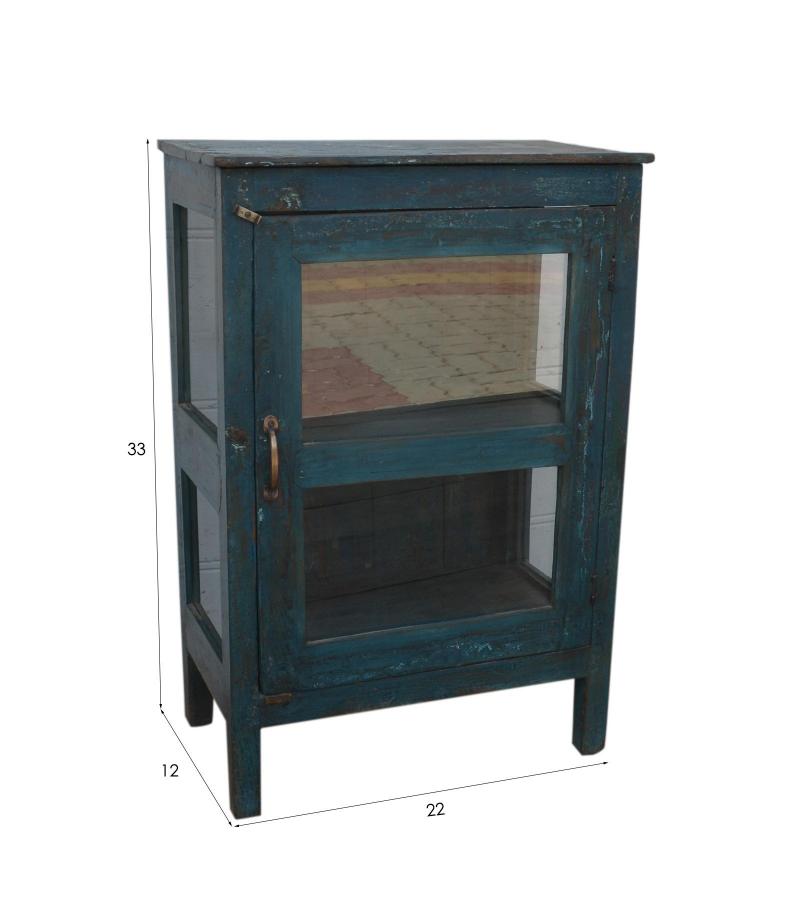 VINTAGE RECLAIMED TEAK & GLASS CABINET