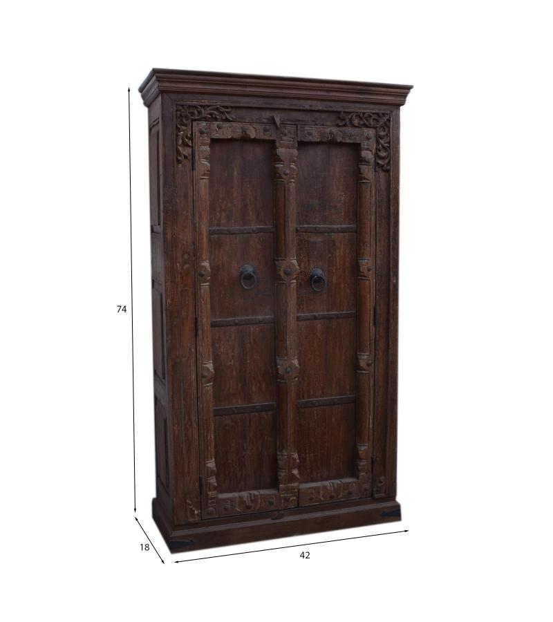 VINTAGE SOLID RECLAIMED TEAK WOOD CABINET W/ SHELVES