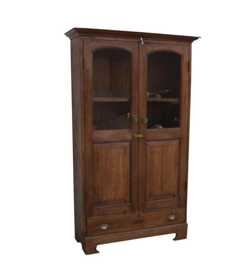 VINTAGE RECLAIMED TEAK & GLASS CABINET W/ SHELVES