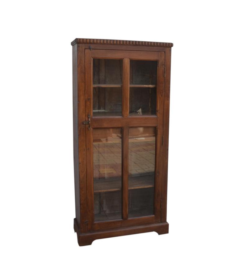 VINTAGE RECLAIMED TEAK & GLASS CABINET W/ SHELVES