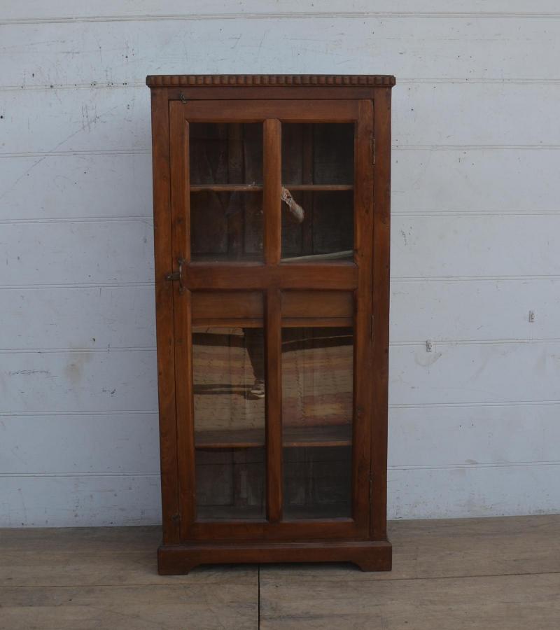 VINTAGE RECLAIMED TEAK & GLASS CABINET W/ SHELVES