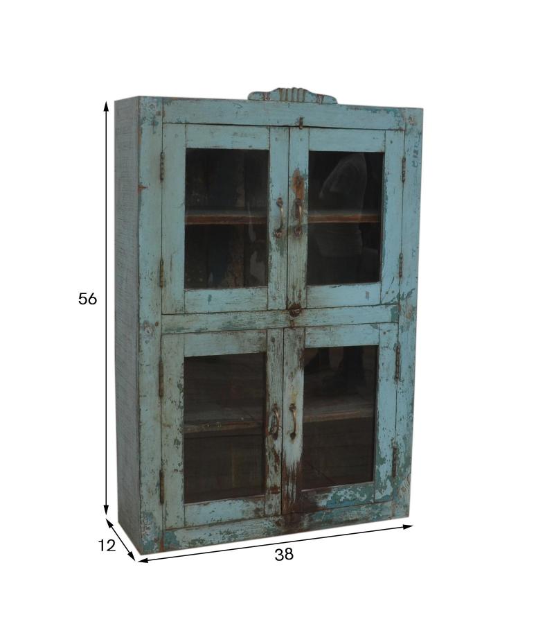 RECLAIMED TEAK WOOD & GLASS CABINET