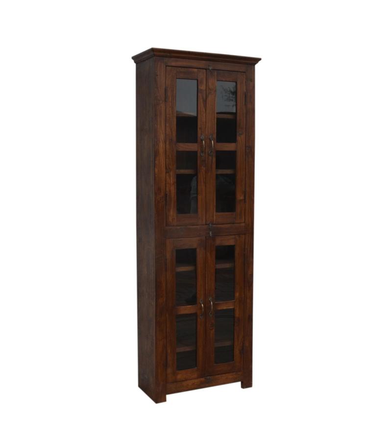 RECLAIMED TEAK WOOD & GLASS CABINET DISPLAY
