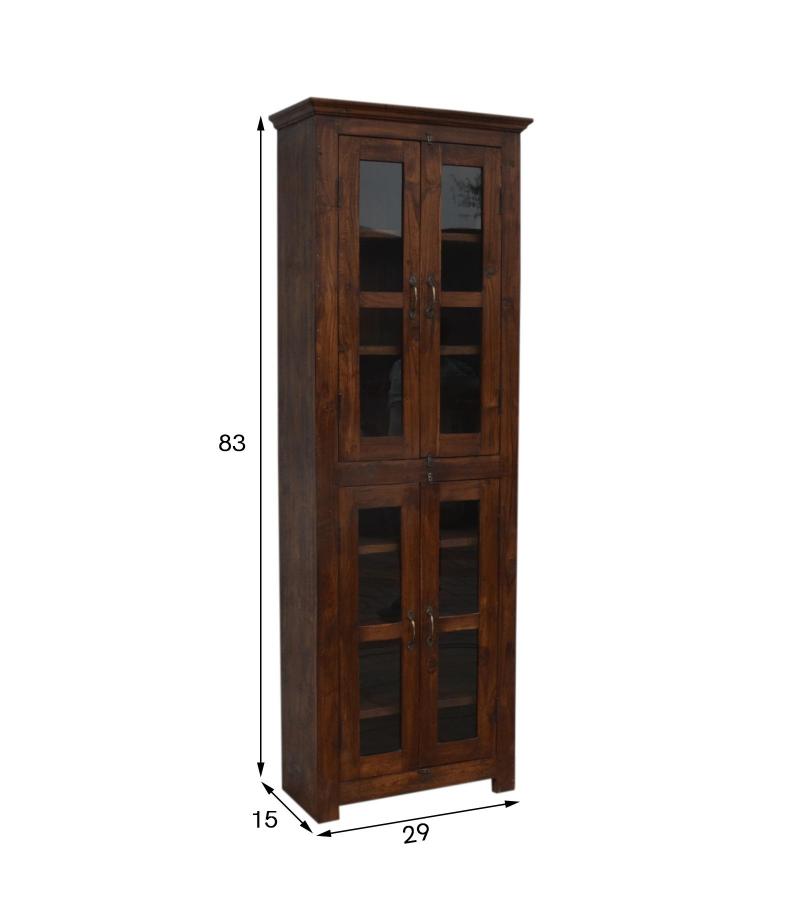 RECLAIMED TEAK WOOD & GLASS CABINET DISPLAY