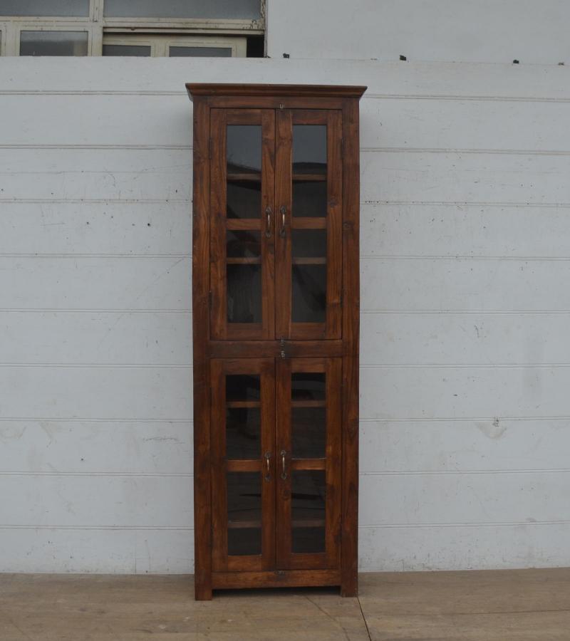 RECLAIMED TEAK WOOD & GLASS CABINET DISPLAY