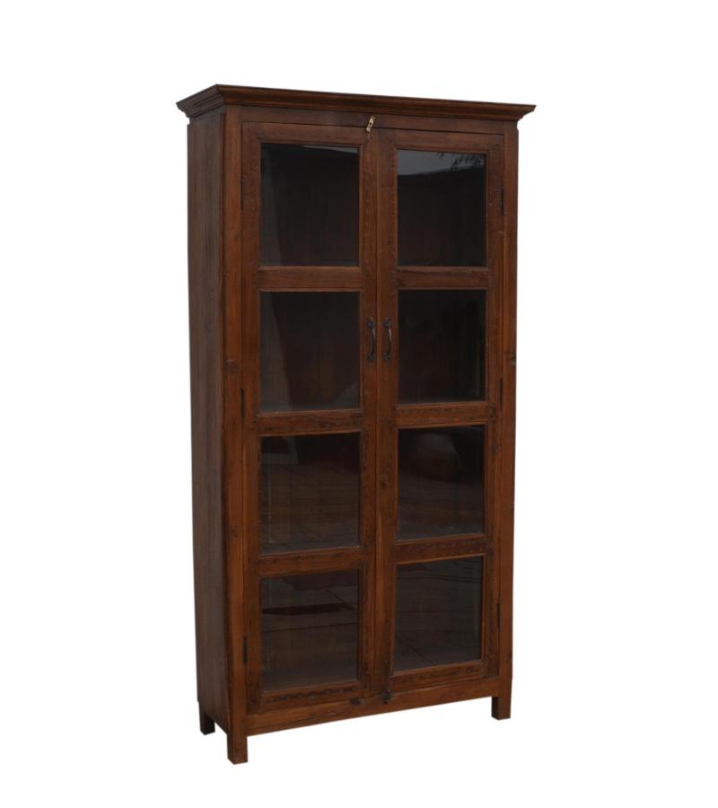 RECLAIMED TEAK WOOD & GLASS CABINET